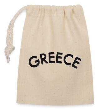 Greece Curve Lettering - Closable cotton gift bag (14x20cm) - nature - Front
