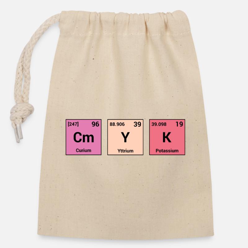 CMYK in periodic elements - Closable cotton gift bag (14x20cm) - nature
