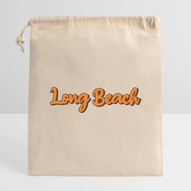 Long Beach Retro Script Verschließbarer Geschenkbeutel aus Baumwolle (14x20cm)