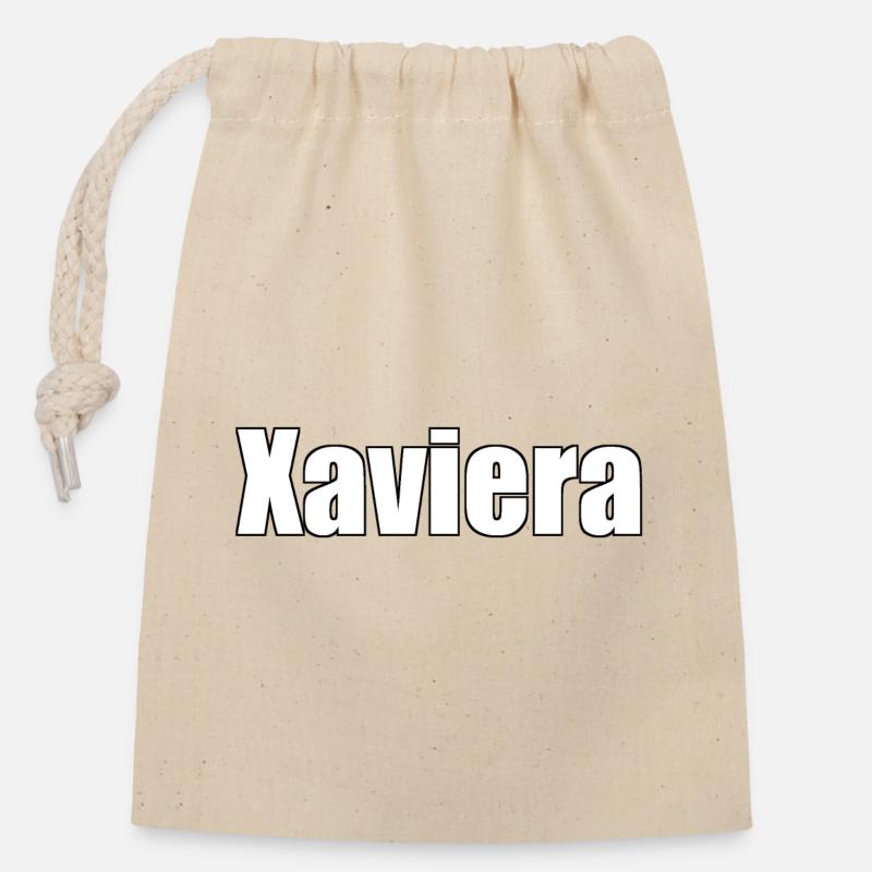 Xaviera - Sac cadeau en coton avec cordon (14 x 20 cm) - nature