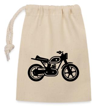 Motorrad - Verschließbarer Geschenkbeutel aus Baumwolle (14x20cm) - Natur - Vorne