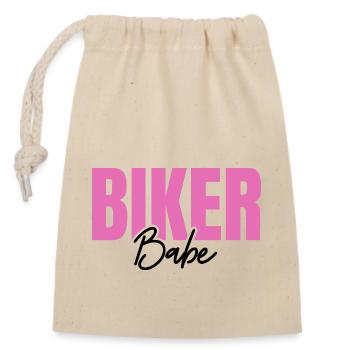 Motocross Motorradfahrerin Bikerin Motorrad - Verschließbarer Geschenkbeutel aus Baumwolle (14x20cm) - Natur - Vorne