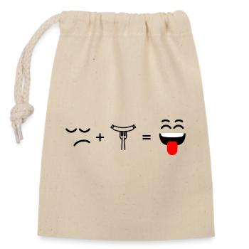 visage triste manger de la saucisse et heureux - Sac cadeau en coton avec cordon (14 x 20 cm) - nature - Devant