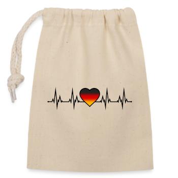 Germany Heartbeat ECG black red gold - Closable cotton gift bag (14x20cm) - nature - Front