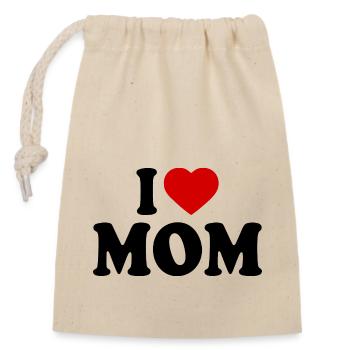 I love mom - Verschließbarer Geschenkbeutel aus Baumwolle (14x20cm) - Natur - Vorne