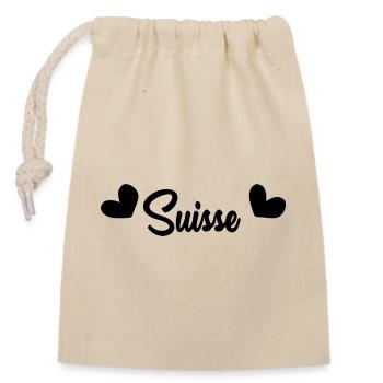 SWITZERLAND. HUMOR. COUNTRY. FLAG. GENEVA. LAUSANNE - Closable cotton gift bag (14x20cm) - nature - Front