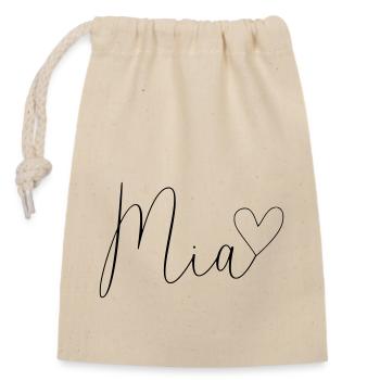 Mia surname First name Girl - Closable cotton gift bag (14x20cm) - nature - Front