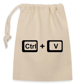 CTRL+V / Children's Gift for Father's Day / Mother's Day - Closable cotton gift bag (14x20cm) - nature - Front