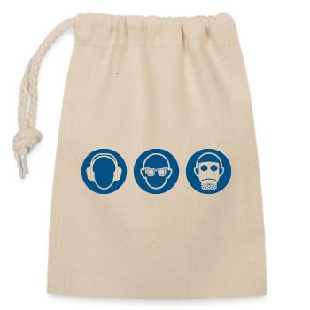 Trois singes - entendre, voir, ne rien dire - Sac cadeau en coton avec cordon (14 x 20 cm) - nature - Devant