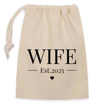 Ehepaar Matching Wife Est. 2025 - Verschließbarer Geschenkbeutel aus Baumwolle (14x20cm) - Natur - Vorne