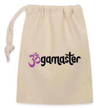 Jogamaster - Typografisches OM (3-Farbig) - Verschließbarer Geschenkbeutel aus Baumwolle (14x20cm) - Natur - Vorne