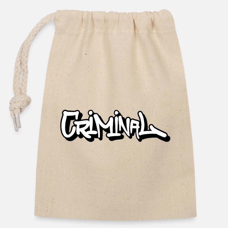 Criminal Tag - Closable cotton gift bag (14x20cm) - nature