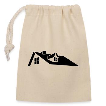 Roof house logo with dormer window - Closable cotton gift bag (14x20cm) - nature - Front