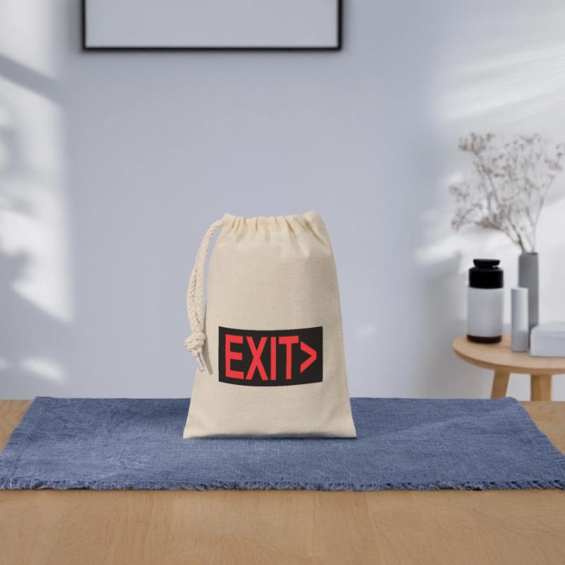 Exit / Exit / Emergency Exit Closable cotton gift bag (14x20cm)