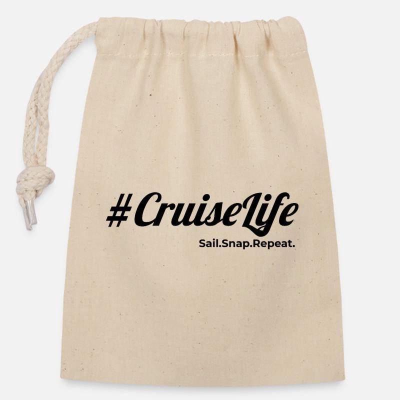 #CruiseLife - Closable cotton gift bag (14x20cm) - nature
