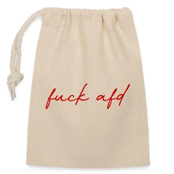 Protest lettering against AfD - Closable cotton gift bag (14x20cm) - nature - Front