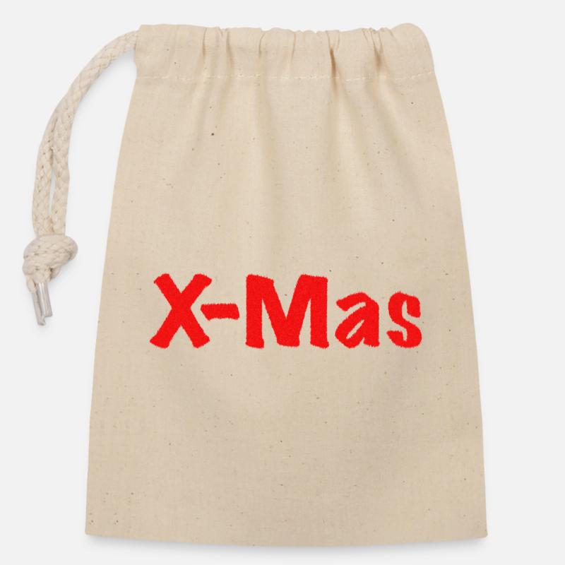 X-Mas - Closable cotton gift bag (14x20cm) - nature