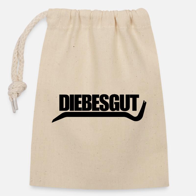 DIEBESGUT_BRECHEISEN - Closable cotton gift bag (14x20cm) - nature