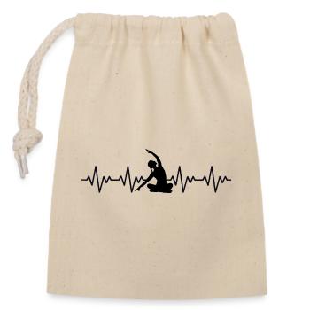 Yoga ECG Battement de cœur - Sac cadeau en coton avec cordon (14 x 20 cm) - nature - Devant