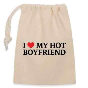 I love my hot friend - Closable cotton gift bag (14x20cm) - nature - Front