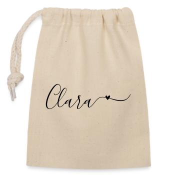 Clara Last name First name Decorative - Closable cotton gift bag (14x20cm) - nature - Front