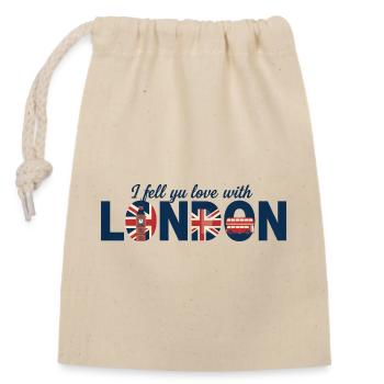 London Love – Big Ben & Union Jack Design - Sac cadeau en coton avec cordon (14 x 20 cm) - nature - Devant