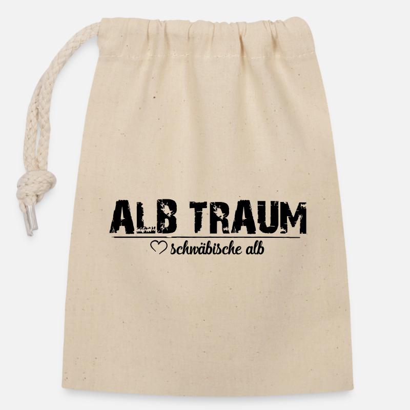 ALB TRAUM_ love schwäbische alb - Verschließbarer Geschenkbeutel aus Baumwolle (14x20cm) - Natur