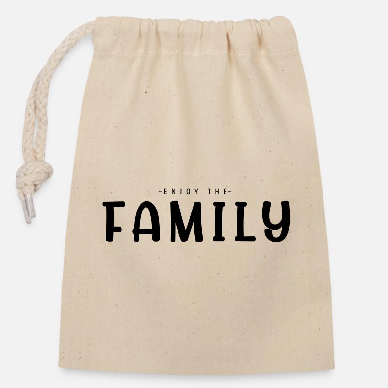Profitez de la famille - Sac cadeau en coton avec cordon (14 x 20 cm) - nature
