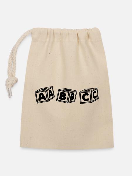 ABC-Blöcke - Verschließbarer Geschenkbeutel aus Baumwolle (14x20cm) - Natur