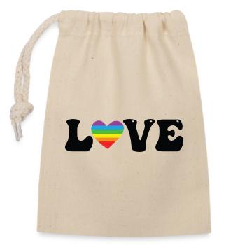 Love Regenbogen Herz - Verschließbarer Geschenkbeutel aus Baumwolle (14x20cm) - Natur - Vorne