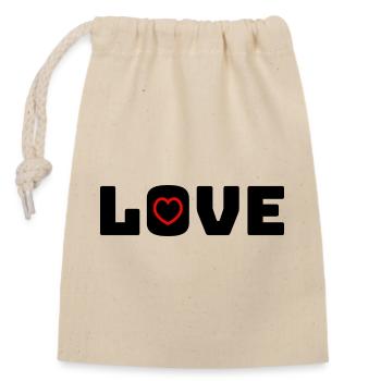 Love Heart red - Closable cotton gift bag (14x20cm) - nature - Front