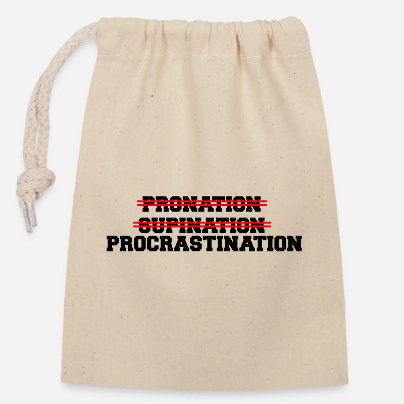 Procrastination - Sac cadeau en coton avec cordon (14 x 20 cm) - nature
