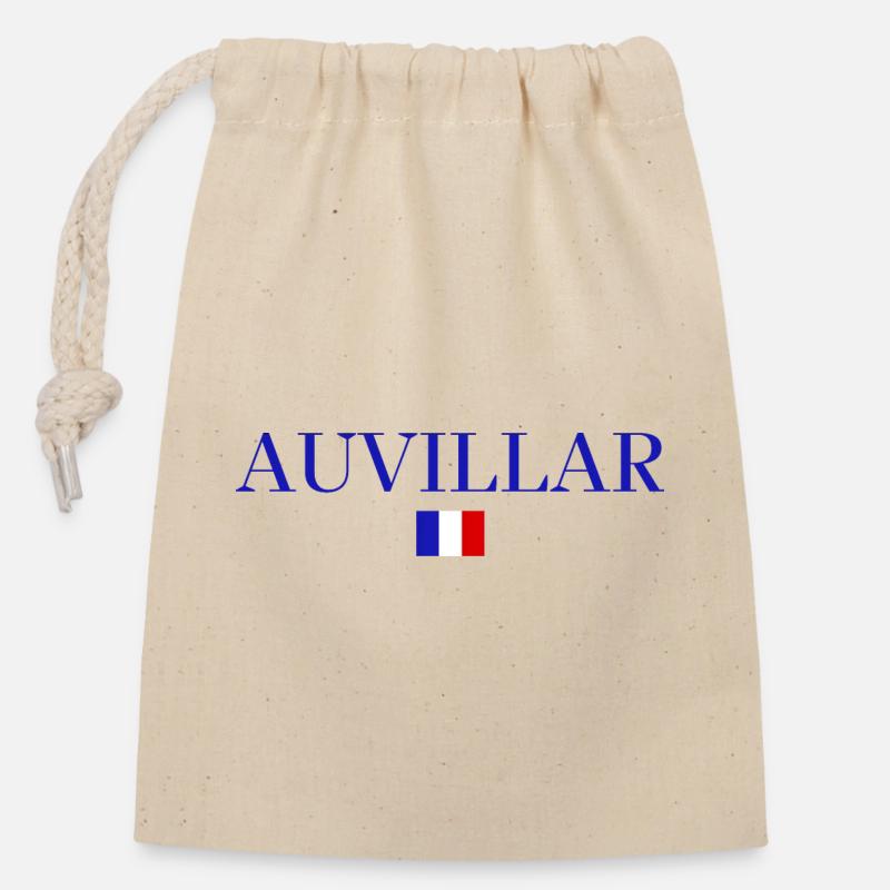 AUVILLAR - Conception du drapeau français. - Sac cadeau en coton avec cordon (14 x 20 cm) - nature