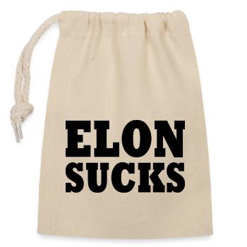 Elon sucks - Closable cotton gift bag (14x20cm) - nature - Front