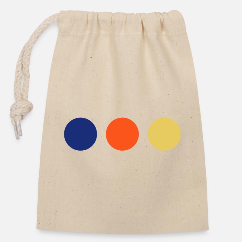Minimal Circles Color Trio - Verschließbarer Geschenkbeutel aus Baumwolle (14x20cm) - Natur