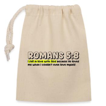 Romans 5:8 | Bible Quote - Closable cotton gift bag (14x20cm) - nature - Front