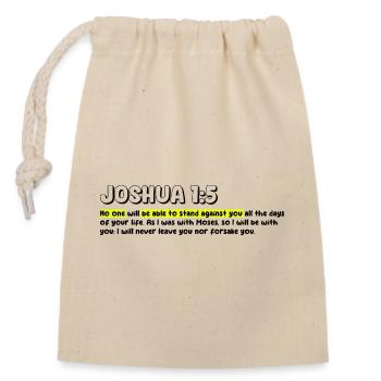 No one will be able to stand against | Bible Quote - Closable cotton gift bag (14x20cm) - nature - Front