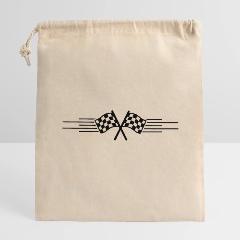 Course de drapeaux de course Sac cadeau en coton avec cordon (14 x 20 cm)