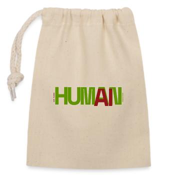Human - Closable cotton gift bag (14x20cm) - nature - Front