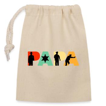 Papa Sheriff Police Officer Law Enforcement Gift - Closable cotton gift bag (14x20cm) - nature - Front