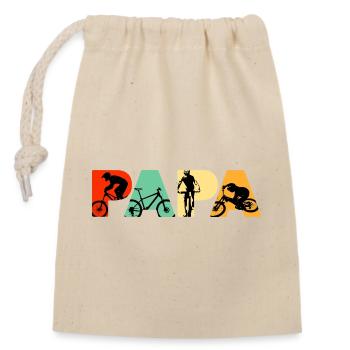 Mountain Biking Papa Retro MTB Cycling Dad - Closable cotton gift bag (14x20cm) - nature - Front