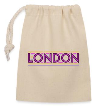 London Neon Purple Stripes - Verschließbarer Geschenkbeutel aus Baumwolle (14x20cm) - Natur - Vorne