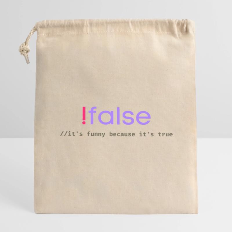 Jeu de mots sur la programmation Ifalse Funny Coder Sac cadeau en coton avec cordon (14 x 20 cm)