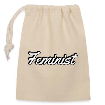 Script féministe sur les vêtements - Sac cadeau en coton avec cordon (14 x 20 cm) - nature - Devant