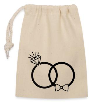 Wedding Wedding Rings Ring Diamond Bow Tie Couple Bachelor Party SW - Closable cotton gift bag (14x20cm) - nature - Front