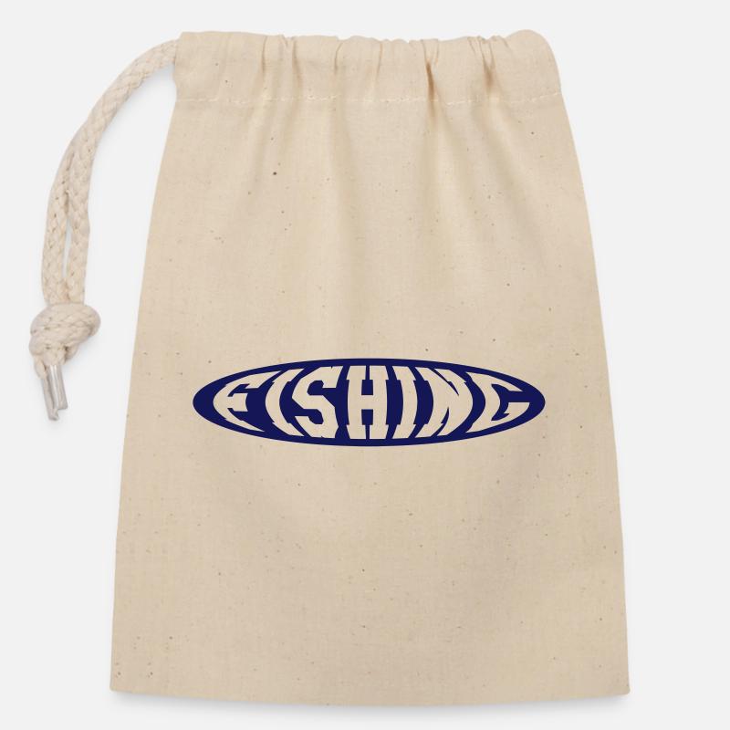 Fishing - Sac cadeau en coton avec cordon (14 x 20 cm) - nature
