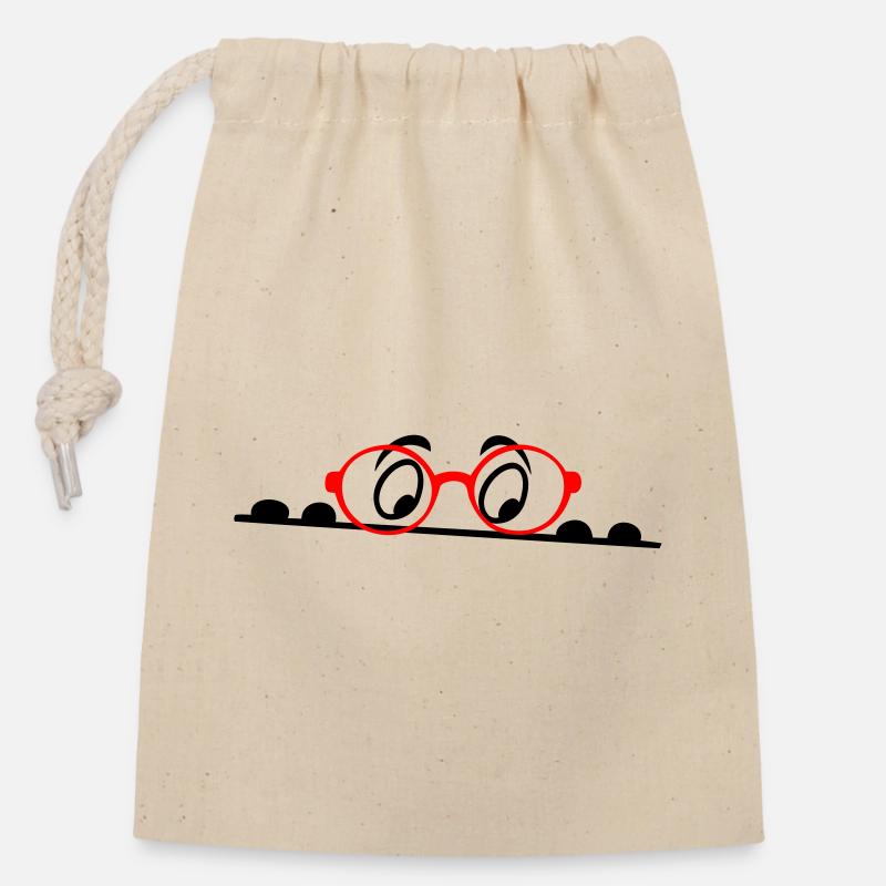 Brille, Augen, comic - Verschließbarer Geschenkbeutel aus Baumwolle (14x20cm) - Natur