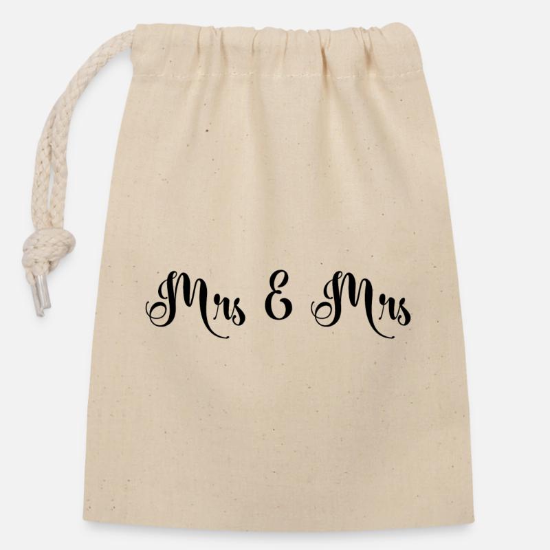 Mrs & Mrs Design pour les mariages lesbiens - Sac cadeau en coton avec cordon (14 x 20 cm) - nature