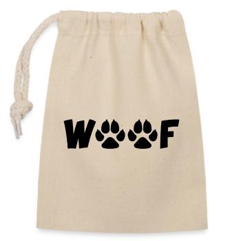 Bellender Hund (schwarz) - Verschließbarer Geschenkbeutel aus Baumwolle (14x20cm) - Natur - Vorne