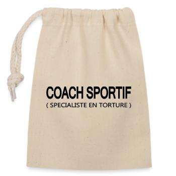 Coach sportif humour - Sac cadeau en coton avec cordon (14 x 20 cm) - nature - Devant